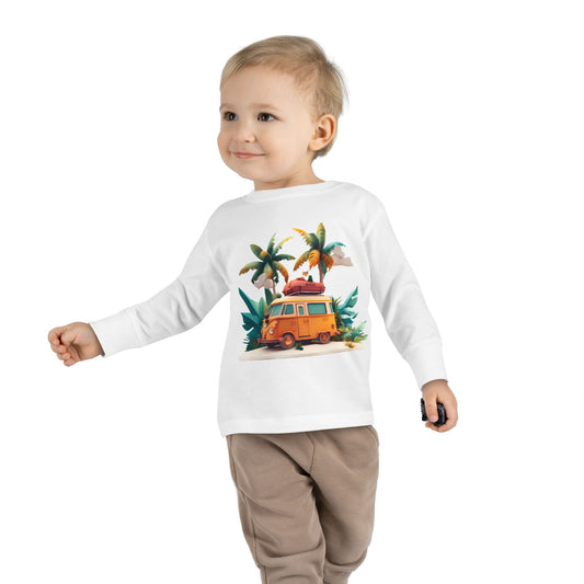 Toddler Long Sleeve Tee - Tropical Van Adventure Design